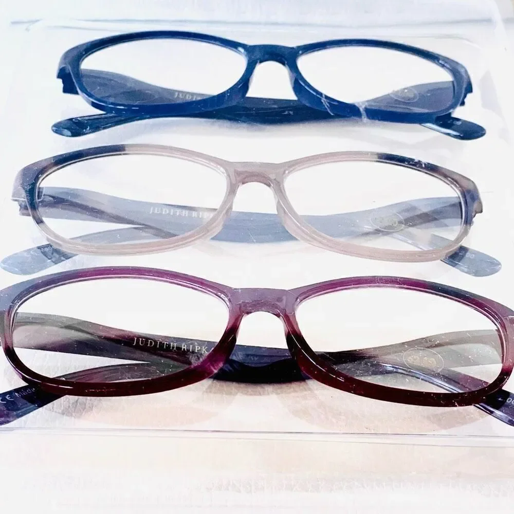 NWT 3 Pack 2.00 Judith Ripka Premium Eye Reading Glasses Black, Tan, Burgundy